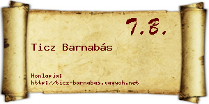 Ticz Barnabás névjegykártya